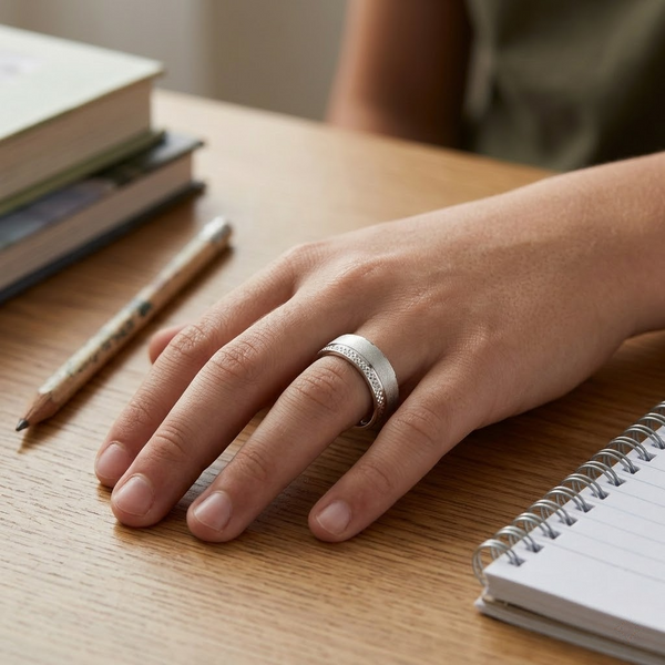 Textured Matte Finish Band Ring in 925 Sterling Silver