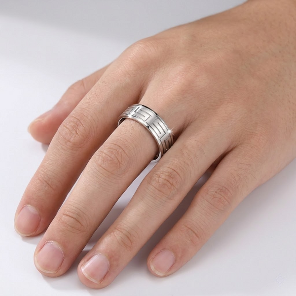 Greek Key Pattern 925 Sterling Silver Ring