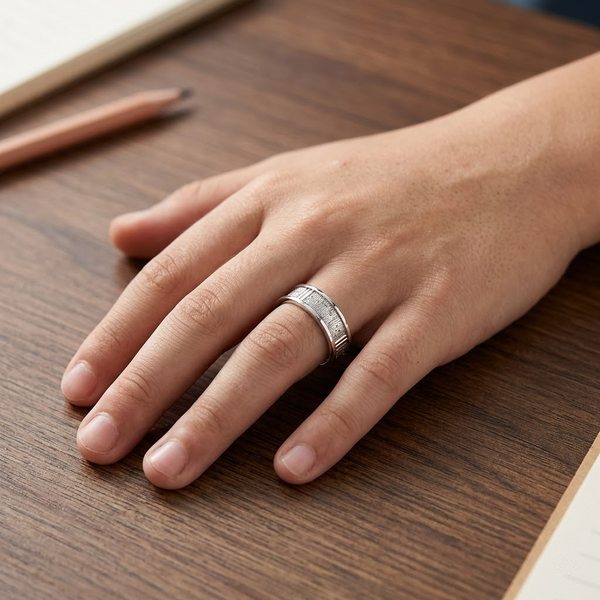 Textured Line Pattern 925 Sterling Silver Ring