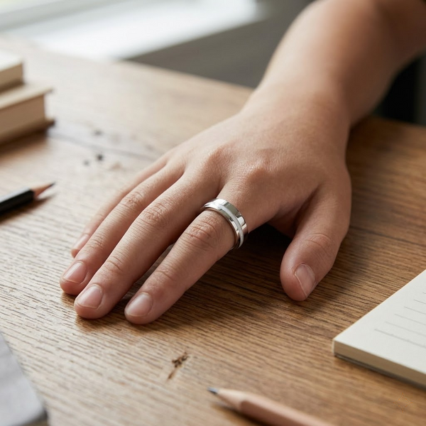 White Inlay 925 Sterling Silver Ring