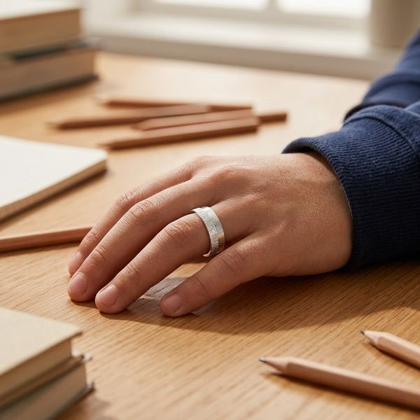 Textured Groove 925 Sterling Silver Ring