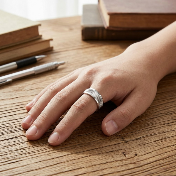 Fine Line Texture 925 Sterling Silver Ring