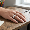 Dual Finish Faceted 925 Sterling Silver Ring