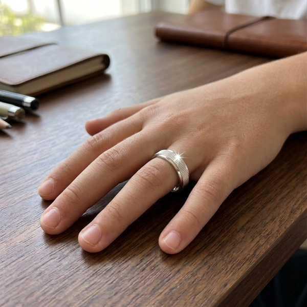 Ribbed Texture 925 Sterling Silver Ring