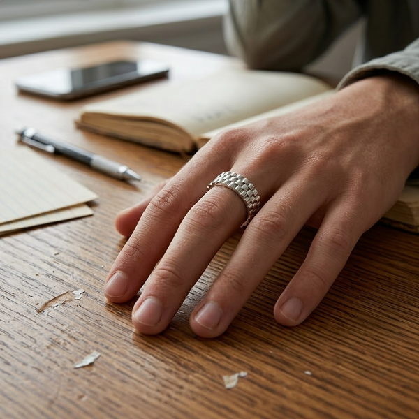 Link Pattern 925 Sterling Silver Ring