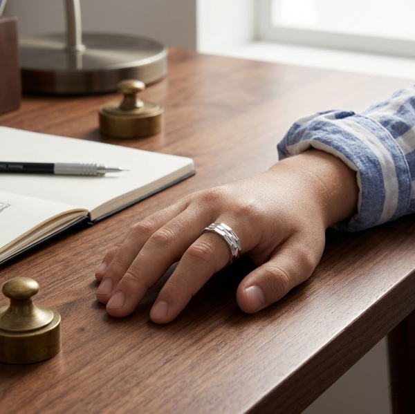 Hex Link 925 Sterling Silver Ring