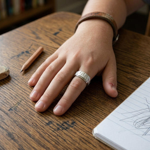 Linear Cut 925 Sterling Silver Ring