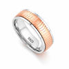 S925 Sterling Silver Rose Gold Ribbed Couple Bands