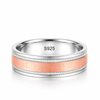 S925 Sterling Silver Rose Gold Brushed Center Couple Bands