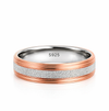 S925 Sterling Silver Rose Gold Sparkle Strip Couple Bands