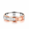 S925 Sterling Silver Dual-Tone Faceted Couple Bands