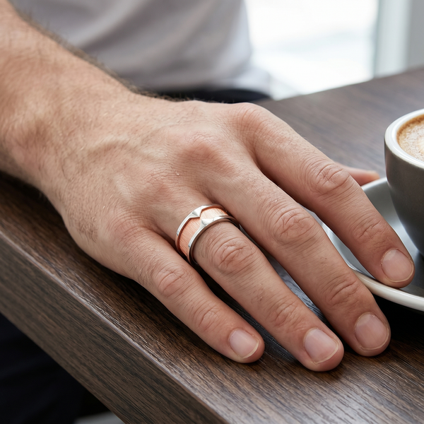 Modern Two-Tone Cut Design Ring