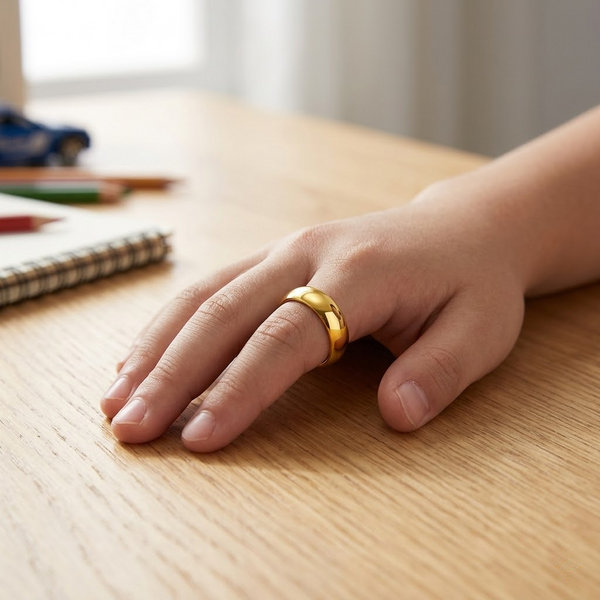 Premium Dome Gold Finish Ring 925 Sterling Silver