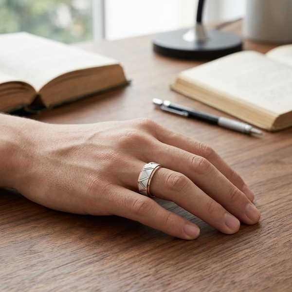Modern Geometric Pattern Ring 925 Sterling Silver