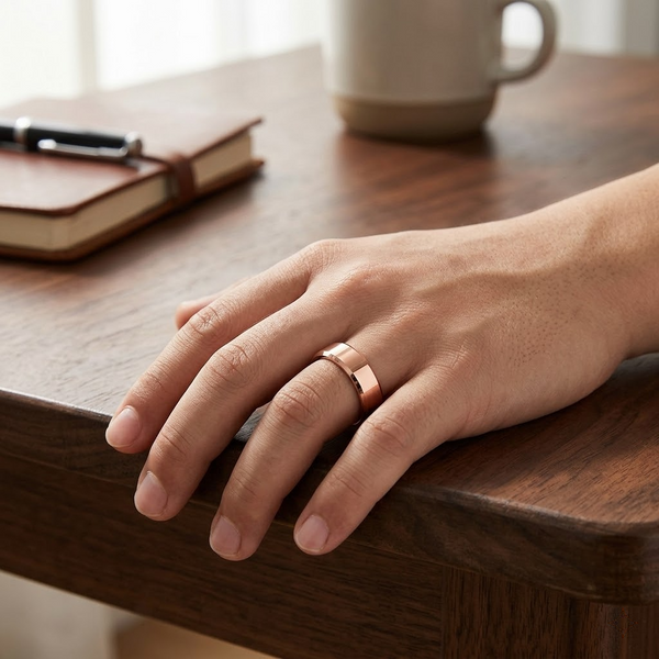 Classic Rose Gold Plain Band Ring 925 Sterling Silver