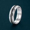 Faceted Edge Black Groove 925 Sterling Silver Ring