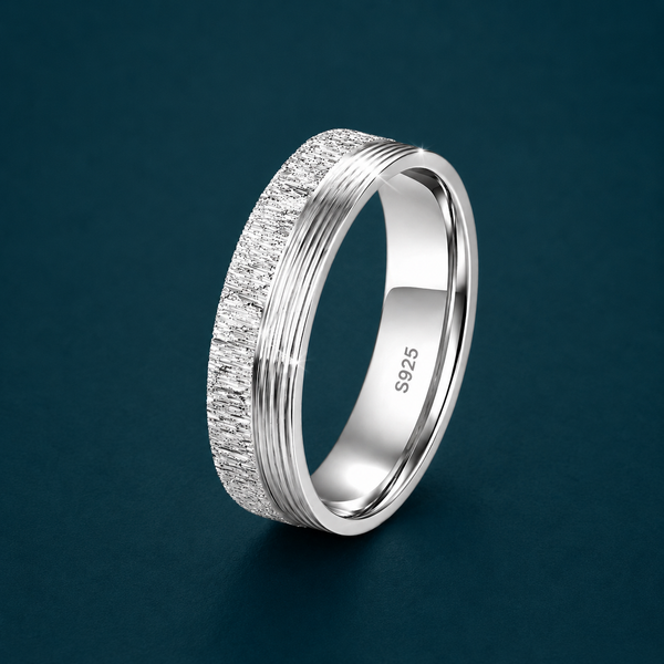Textured Groove 925 Sterling Silver Ring