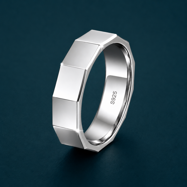Bold Faceted 925 Sterling Silver Ring