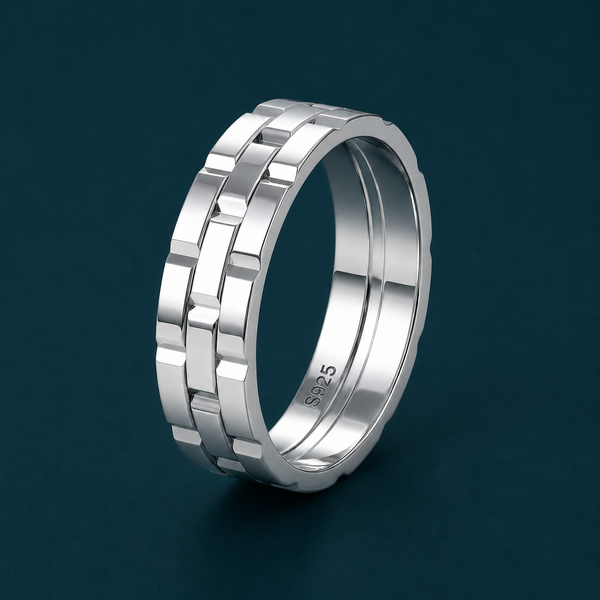 Link Pattern Designer 925 Sterling Silver Ring