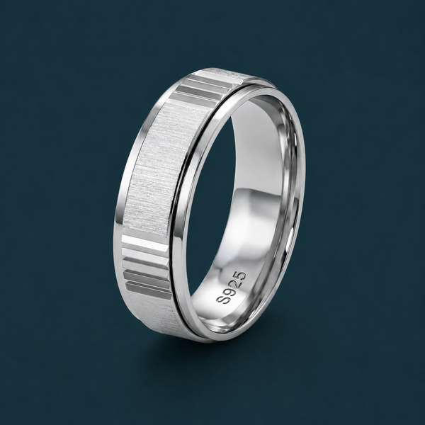 Dual Texture Groove 925 Sterling Silver Ring