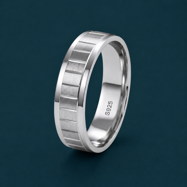 Linear Groove Matte 925 Sterling Silver Ring