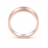 S925 Sterling Silver Rose Gold Dual Groove Couple Bands