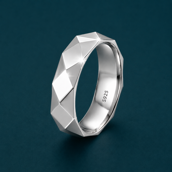 Faceted Geometric 925 Sterling Silver Ring
