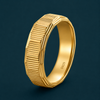 Gold Finish Ribbed Texture 925 Sterling Silver Ring