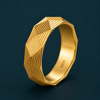Geometric Faceted Gold Texture 925 Sterling Silver Ring