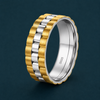 Luxury Dual Tone Chain Pattern 925 Sterling Silver Ring