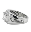 Premium S925 Silver Princess Cut Solitaire Ring with Greek Pattern Designer Band