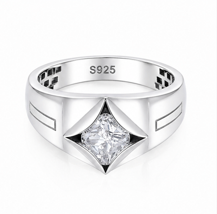 Modern Cushion-Cut Solitaire Ring – 925 Sterling Silver