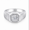 Premium S925 Silver Princess Cut Solitaire Ring with Matte Texture Designer Band