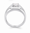 Premium S925 Silver Princess Cut Solitaire Ring with Matte Texture Designer Band