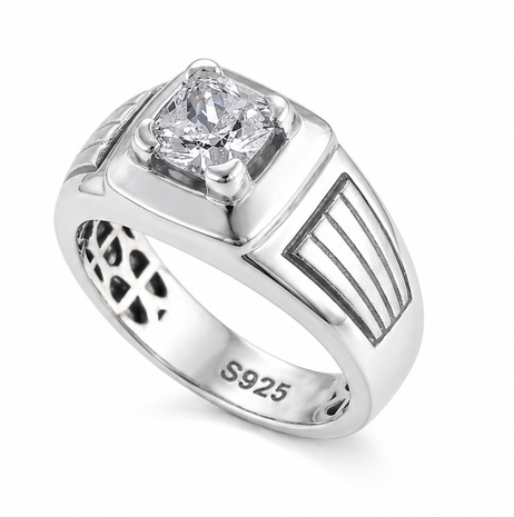 Classic Cushion-Cut Solitaire Ring – 925 Sterling Silver