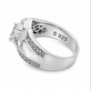 Premium 925 Sterling Silver Square Solitaire Ring with Designer Engraved Band