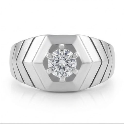 Premium S925 Silver Geometric Solitaire Ring for Men