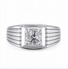 925 Sterling Silver Square Frame Solitaire Ring for Men
