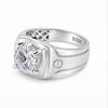 Premium S925 Sterling Silver Cushion Cut Solitaire Signet Ring for Men