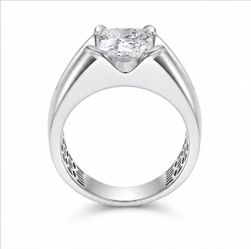 Elegant 925 Sterling Silver Square Solitaire Ring with Sleek Modern Finish