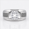925 Sterling Silver Men’s Square Solitaire Ring