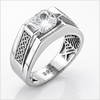 925 Sterling Silver Men’s Square Solitaire Ring