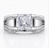 S925 Sterling Silver Princess Cut Solitaire Ring for Men