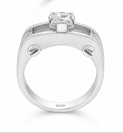 925 Sterling Silver Princess Cut Solitaire Ring