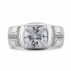 Luxury S925 Silver Cushion Cut Solitaire Ring with Micro Diamond Accents