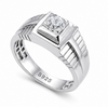 Premium S925 Silver Geometric Solitaire Ring for Men