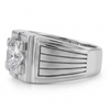 Elegant Solitaire Diamond-Style Ring for Men – 925 Sterling Silver Geometric Design