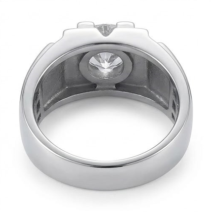 Elegant Solitaire Diamond-Style Ring for Men – 925 Sterling Silver Geometric Design