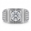 Elegant Solitaire Diamond-Style Ring for Men – 925 Sterling Silver Geometric Design