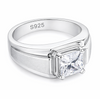 Premium Square-Cut Solitaire Ring – 925 Sterling Silver Statement Ring for Men & Women